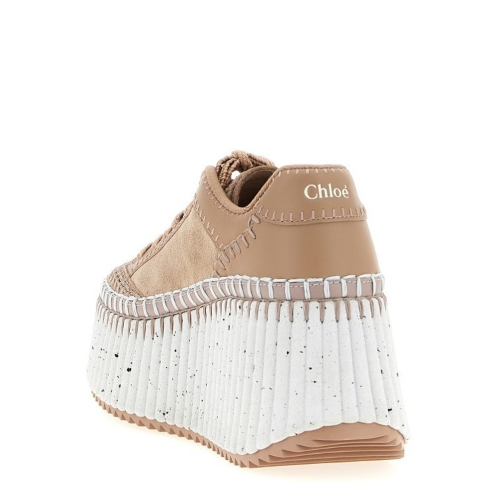 Chloe Stylish Tan and White Women's  Sneakers - Picture 3 of 4